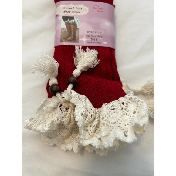 NEW Lot of 5 Crochet Lace Knee High Boot Socks fits Women's Shoe Size 6-11 Color - Picture 10 of 12